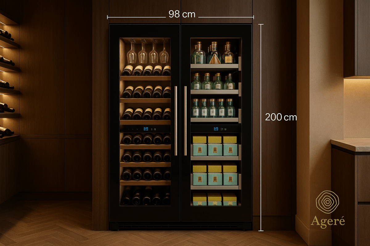 The Cellar Quartet by Ageré – product dimensions of 98 cm width and 200 cm height shown over clean backdrop