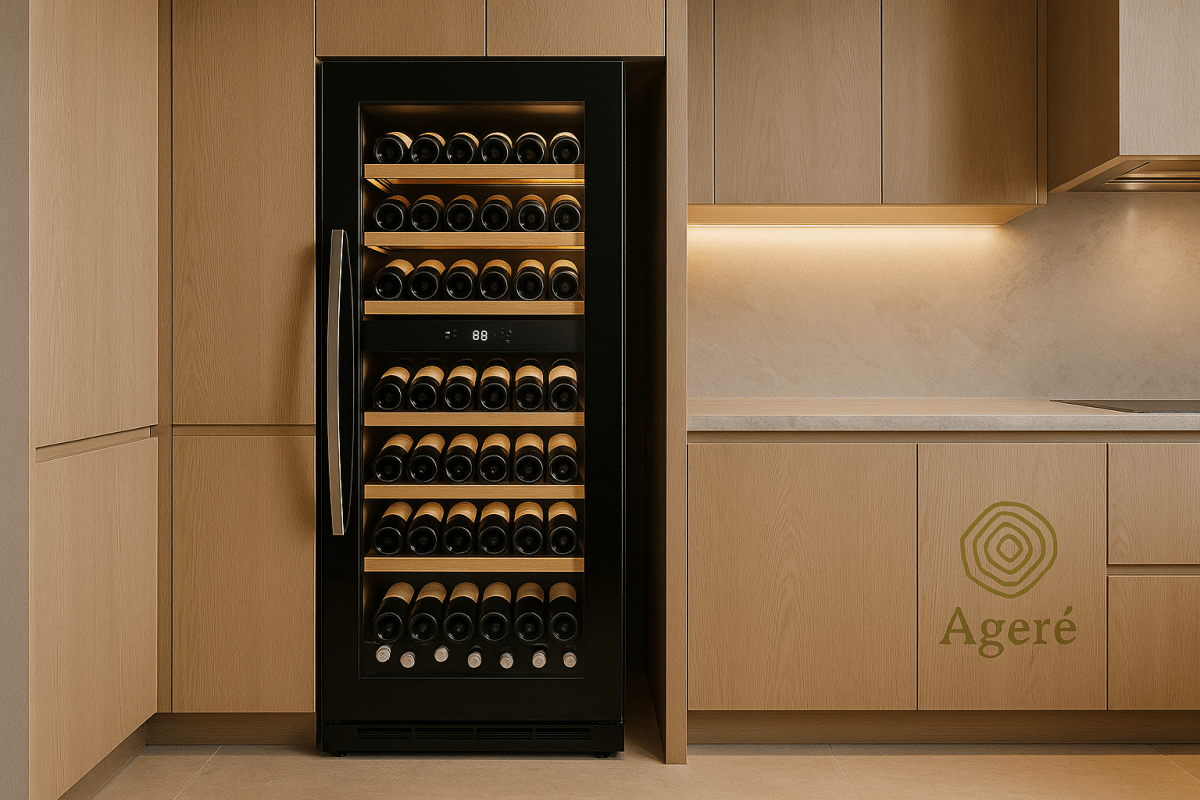 The Grand Reserve by Ageré – integrated installation of full-height wine fridge in luxury kitchen setting