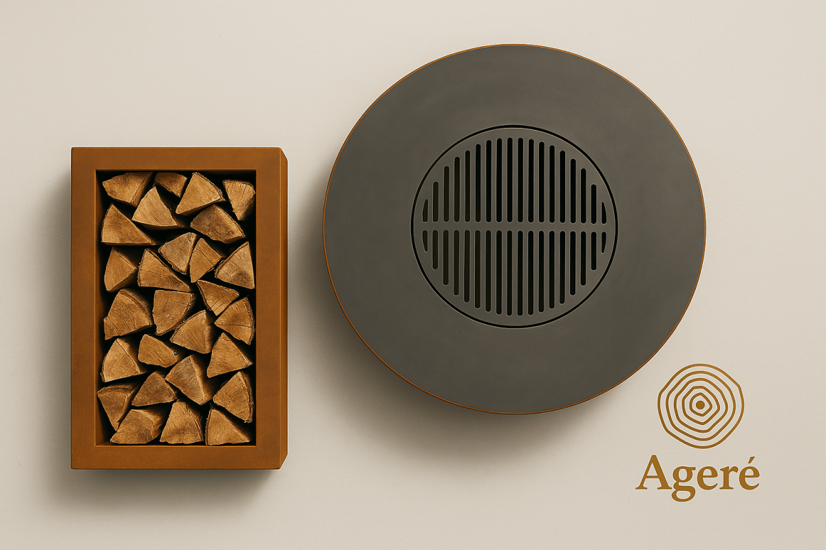 Top view of Ageré Primal Flame showing with the integrated fire grill surface