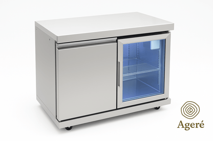 Ageré 68L outdoor kitchen fridge with glass door and stainless steel housing – modular cold storage unit