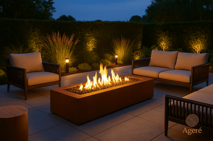 The Elemental Flame - AgeréThe Elemental Flame in a modern courtyard lounge – built for outdoor gathering